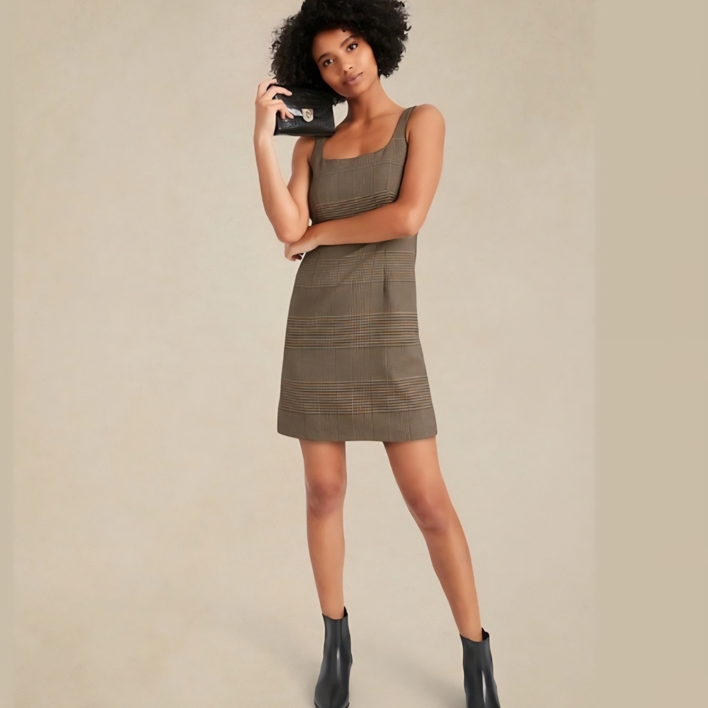 Banana Republic Brown Plaid Mini Dress